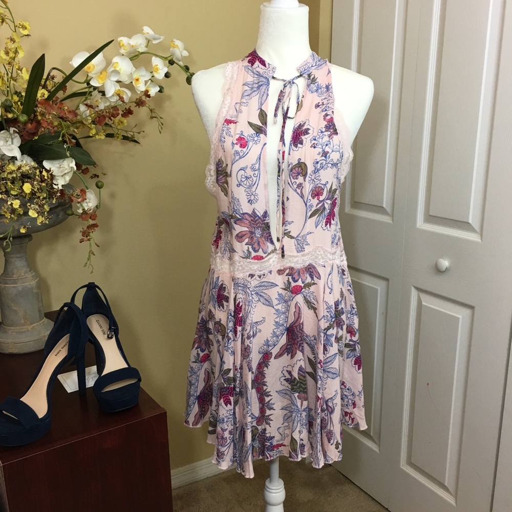 FREE PEOPLE SHE MOVES FLORAL LACE SLIP DRESS/TUNIC, SIZE MEDIUM (NWT) - Picture 3 of 8